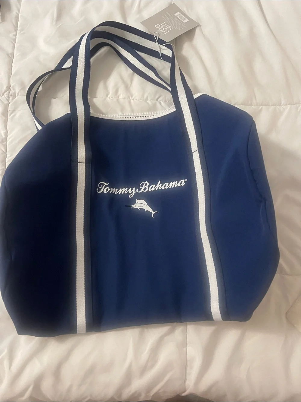 Tommy Bahama Navy Blue Duffel Weekender Bag NWT Beach Pool Cruise Gym Coastal